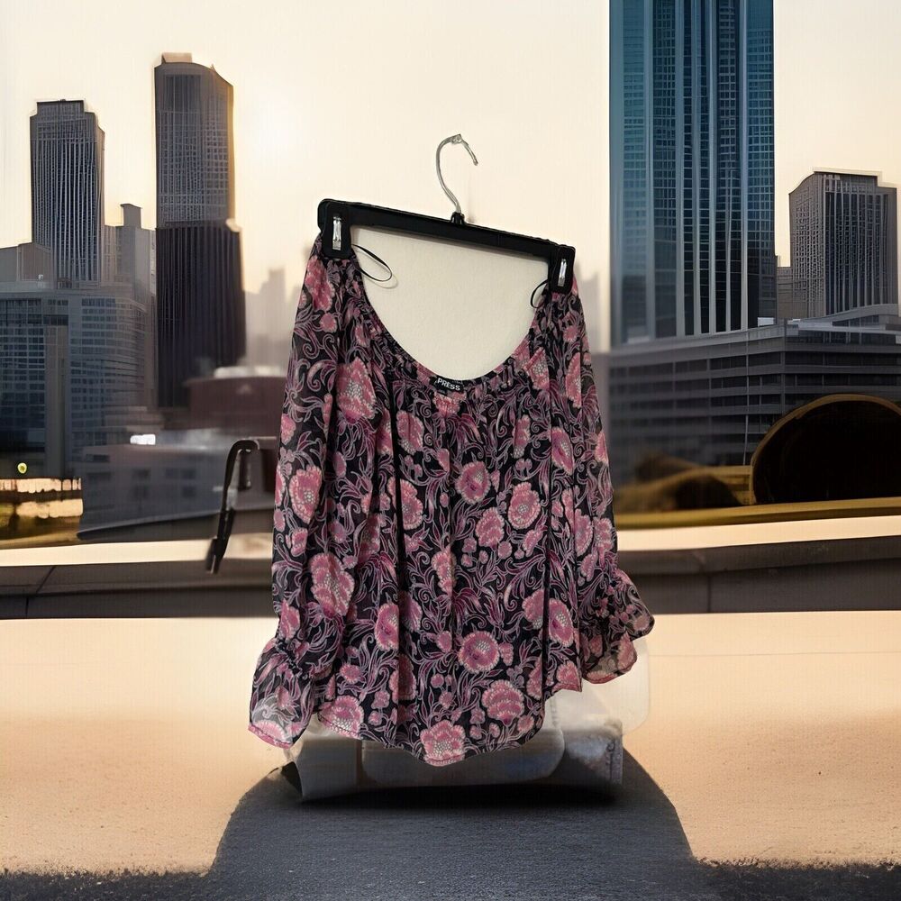 Express Women's Vibrant Floral Colorful Romantic Popover Blouse NWOT Size‎ Small